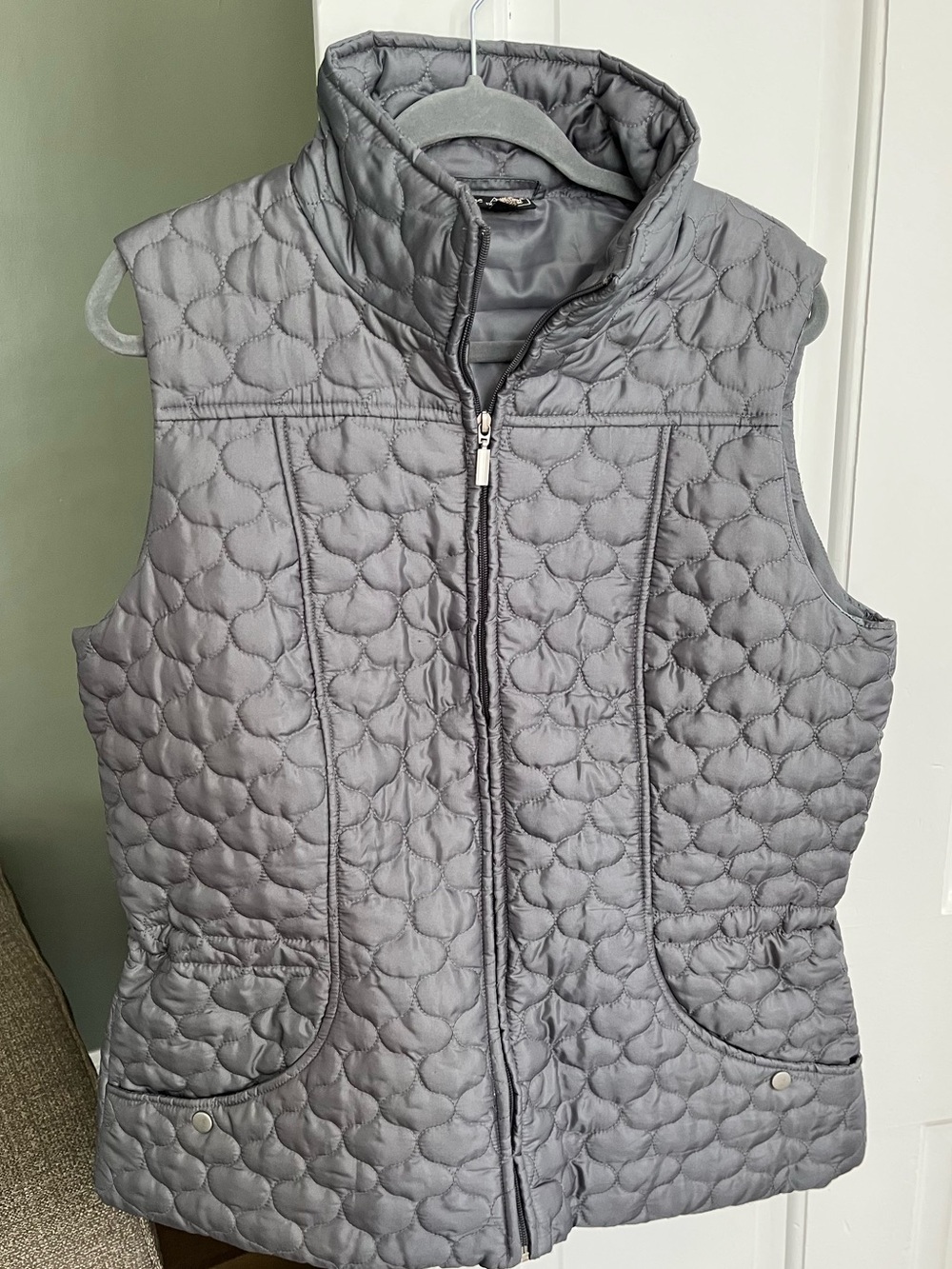 Jane Ashley 1X Women's Plus Gray Quilted Vest